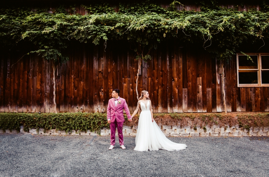 green gates at flowing lake wedding